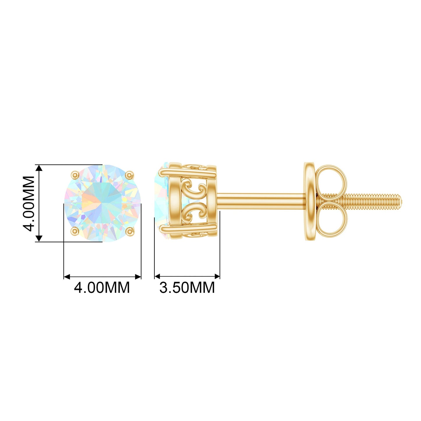 0.5 Carat Ethiopian Opal Solitaire Stud Earrings in 4 Prong Setting