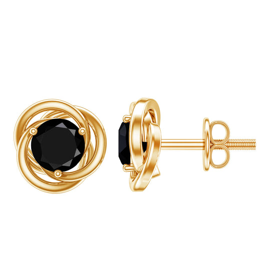Solitaire Lab Created Black Diamond Swirl Stud Earrings