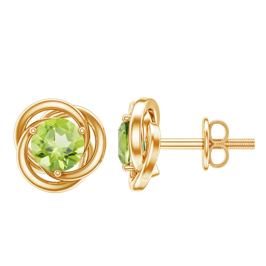1 Carat Round Cut Peridot Swirl Stud Earrings