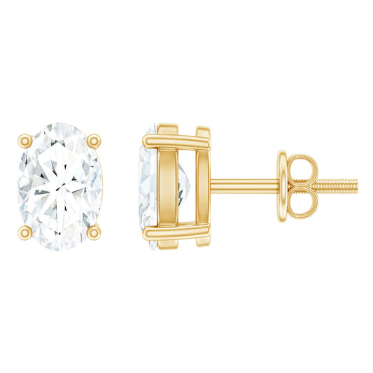0.8 Carat Oval Shaped Lab Grown Diamond Solitaire Stud Earrings