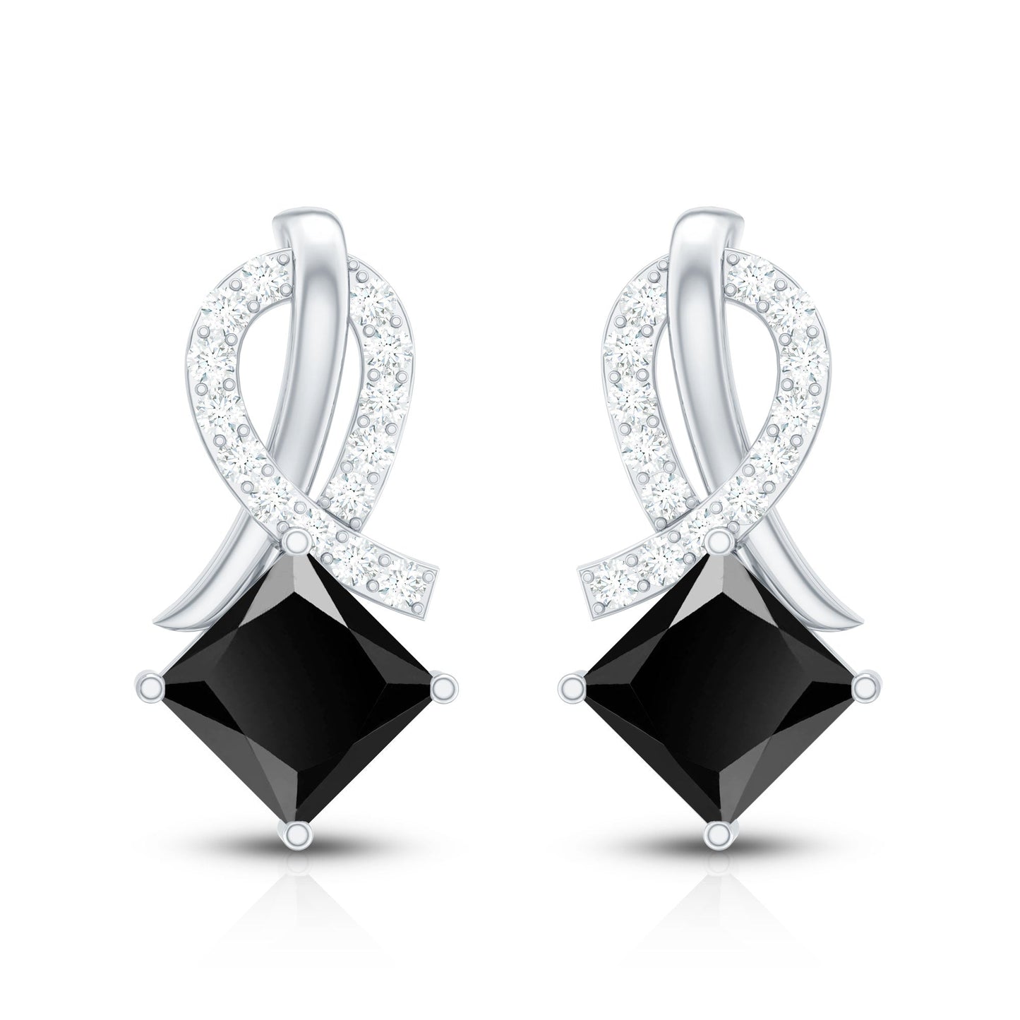 Lab Grown Black Diamond Minimal Stud Earrings With Screw Back