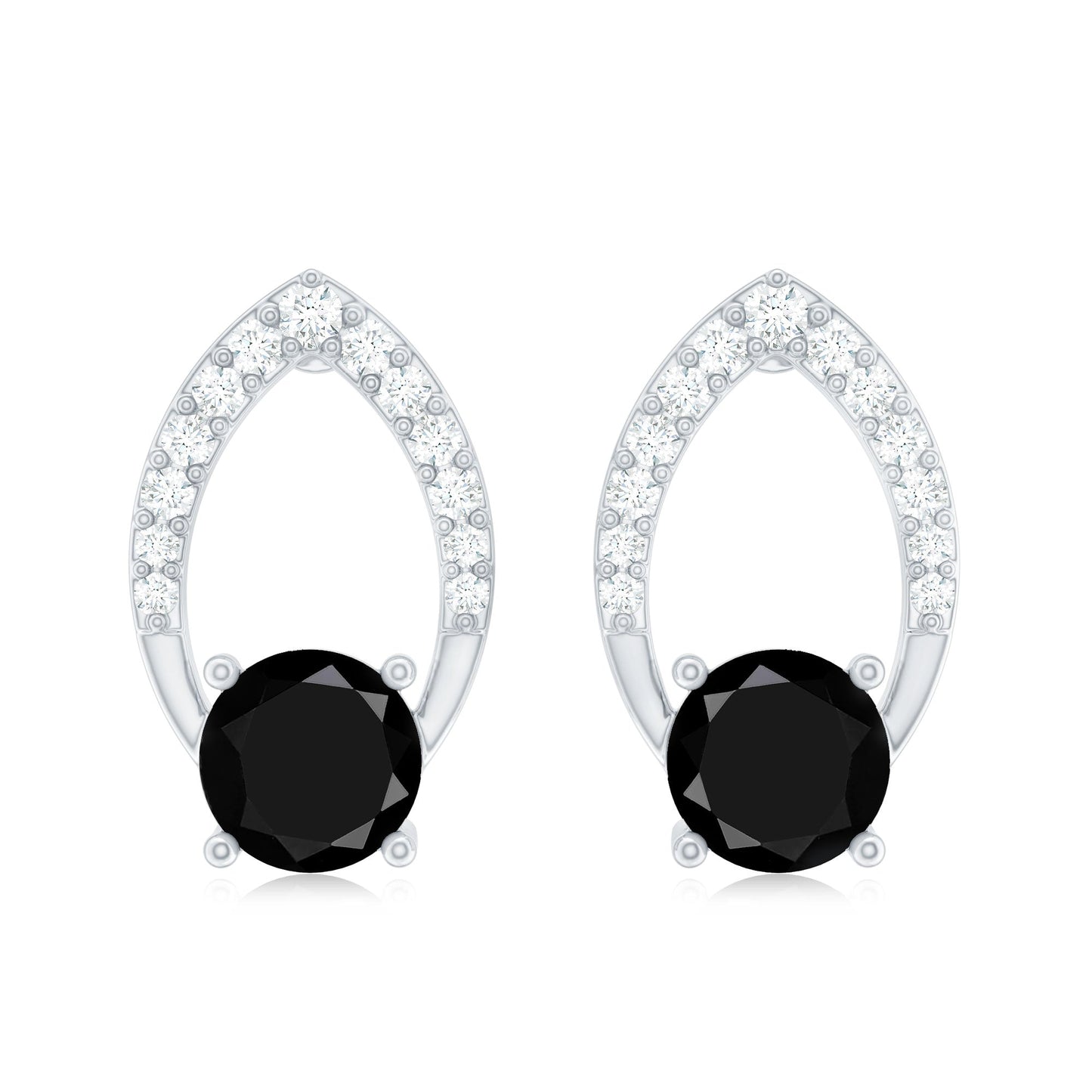 Lab Grown Black Diamond Minimalist Stud Earrings With Screw Back