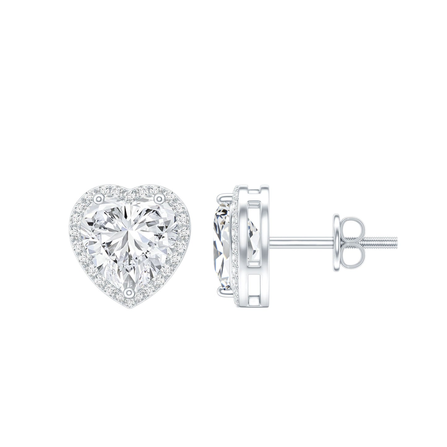 Certified 4 Carat Cubic Zirconia Heart Stud Earrings For Women