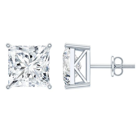 Cubic Zirconia 7 MM Princess Cut Earrings in Silver