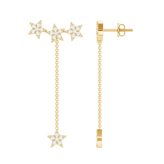 Natural Diamond Star Dangle Earrings