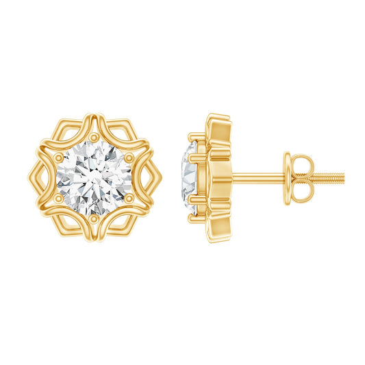 Lab Grown Diamond 1.9 Carat Stud Earrings With Screw Back