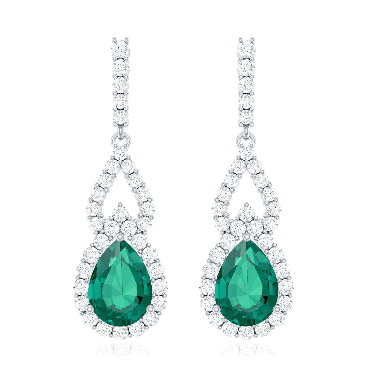Lab Grown Emerald Vintage Style Earrings with Diamond