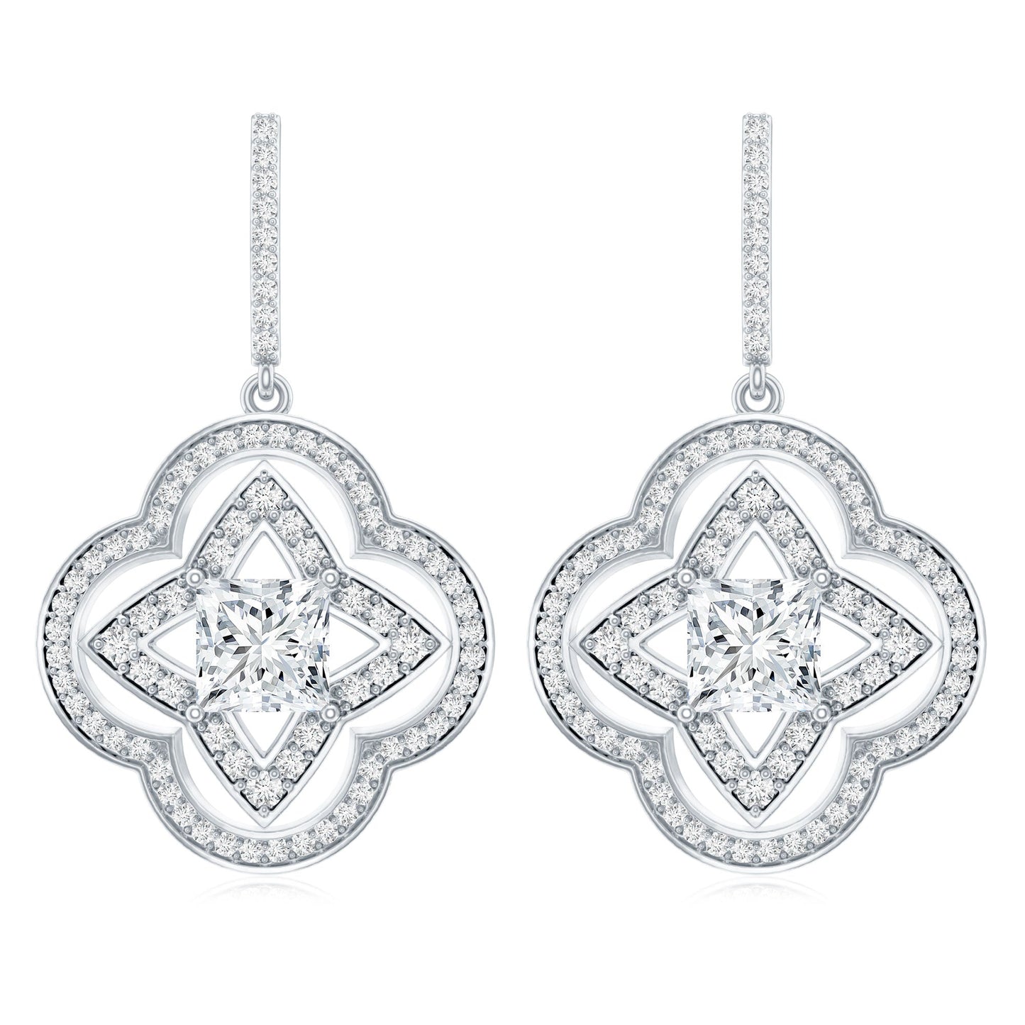 Certified Lab Grown Diamond Floral Drop Earrings