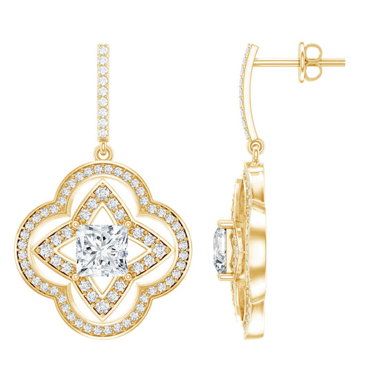 Certified Lab Grown Diamond Floral Drop Earrings
