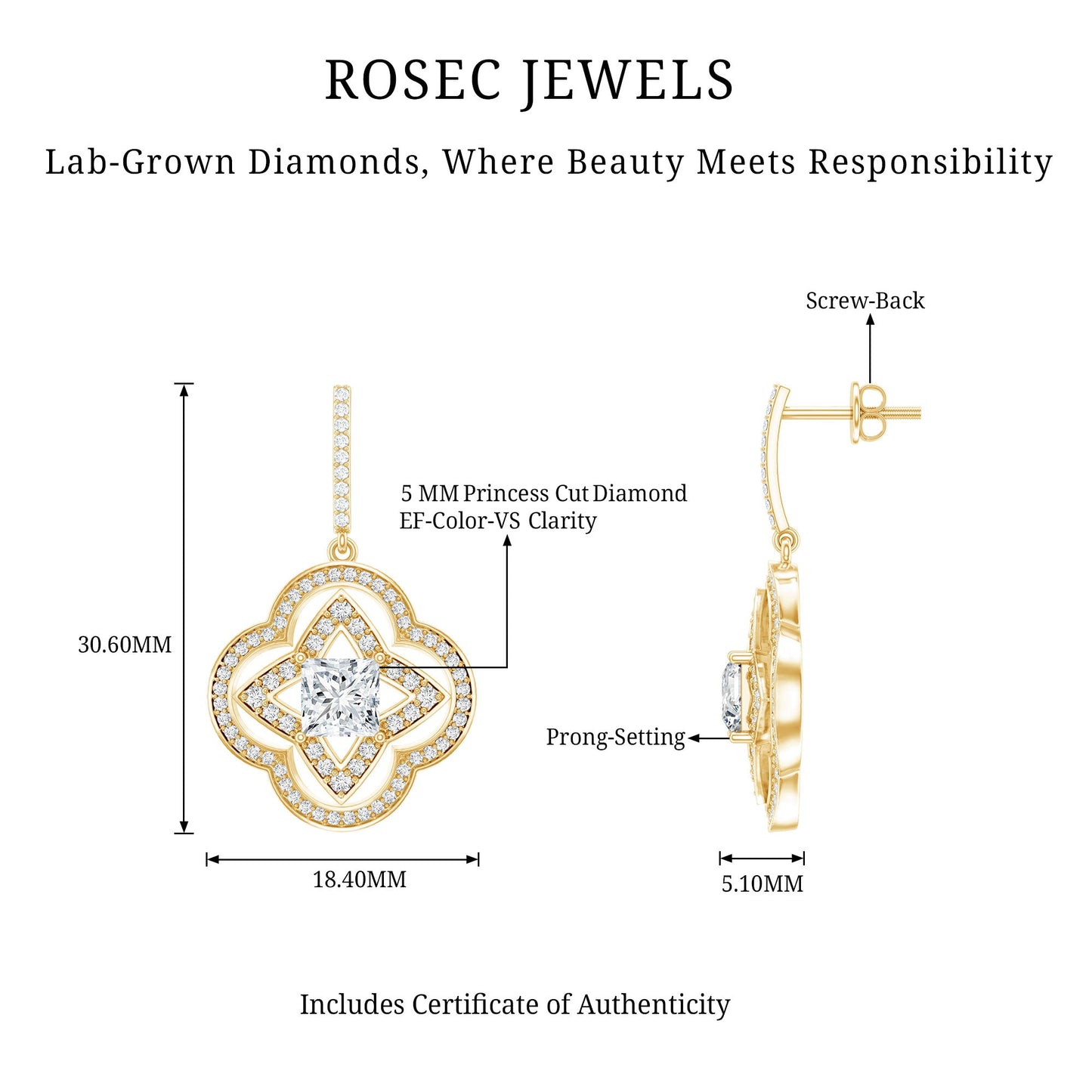 Certified Lab Grown Diamond Floral Drop Earrings