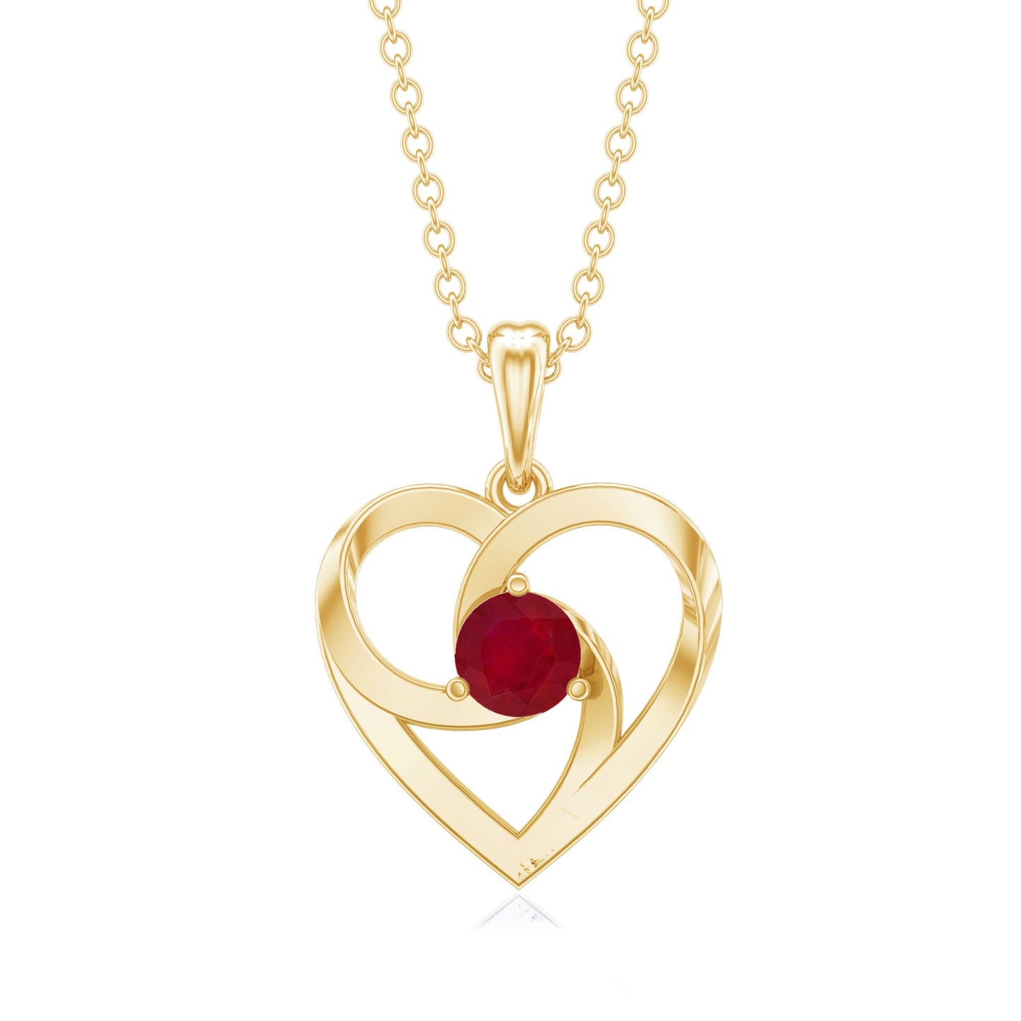 0.25 Carat Round Cut Solitaire Ruby Heart Pendant Necklace