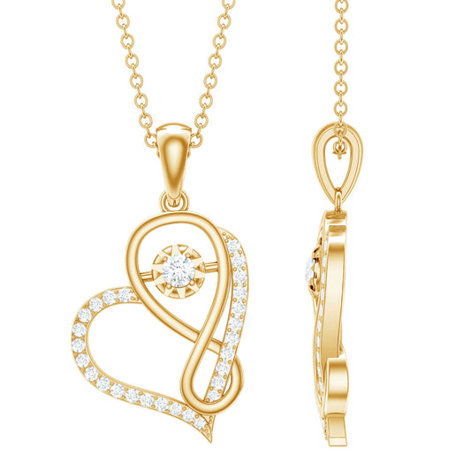 Womens Moissanite Infinity Heart Pendant Necklace With Chain