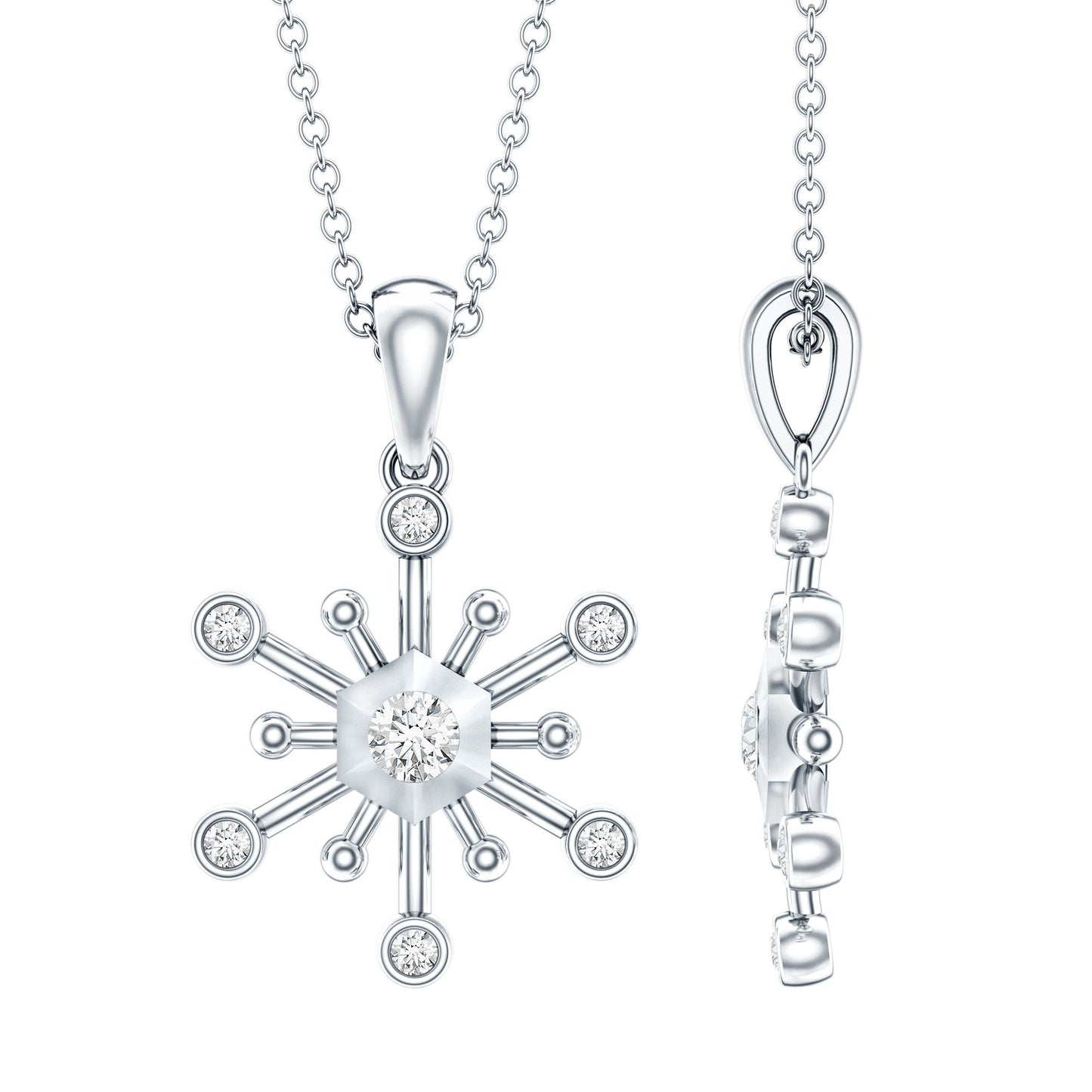 Diamond Snowflake Pendant Necklace for Women