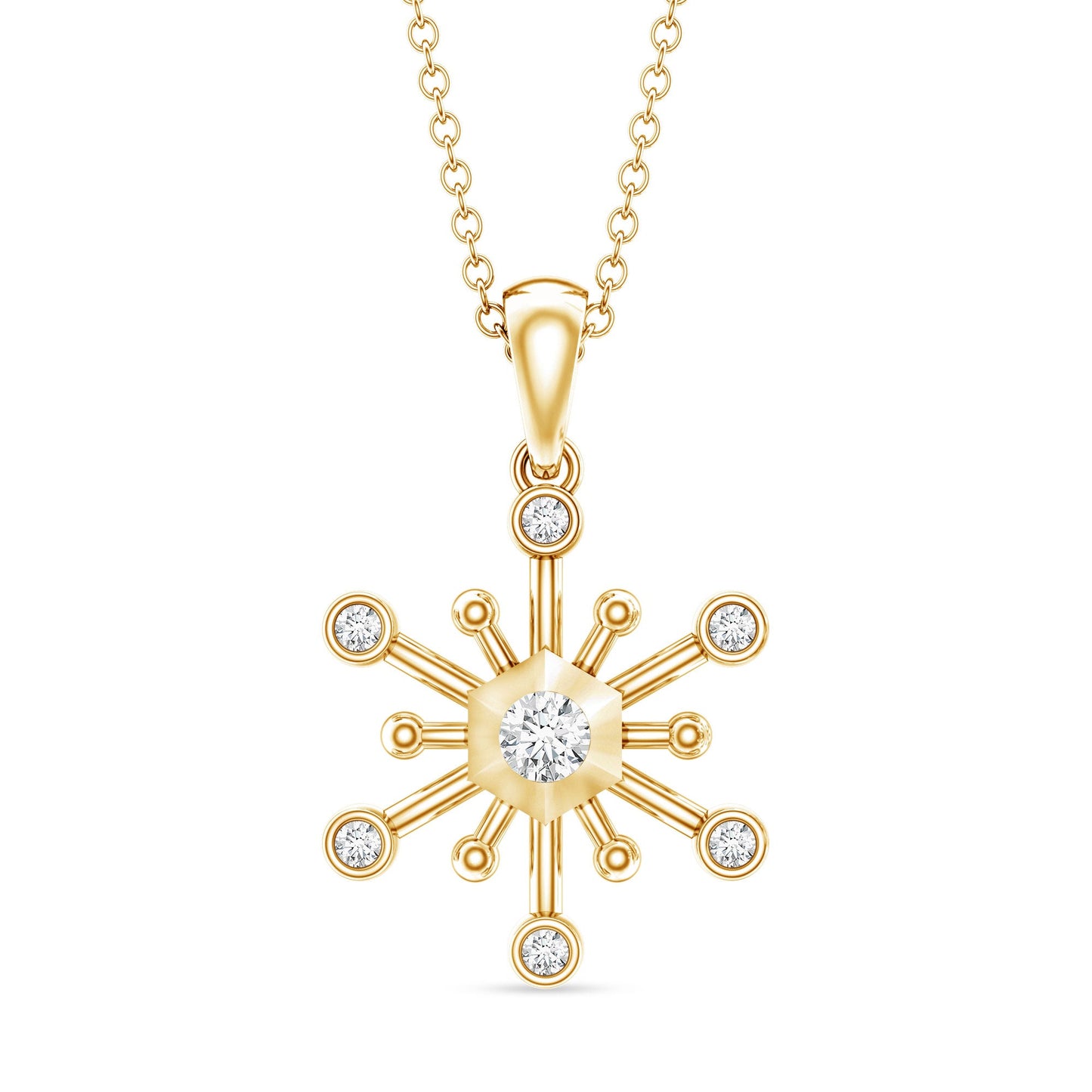 Diamond Snowflake Pendant Necklace for Women