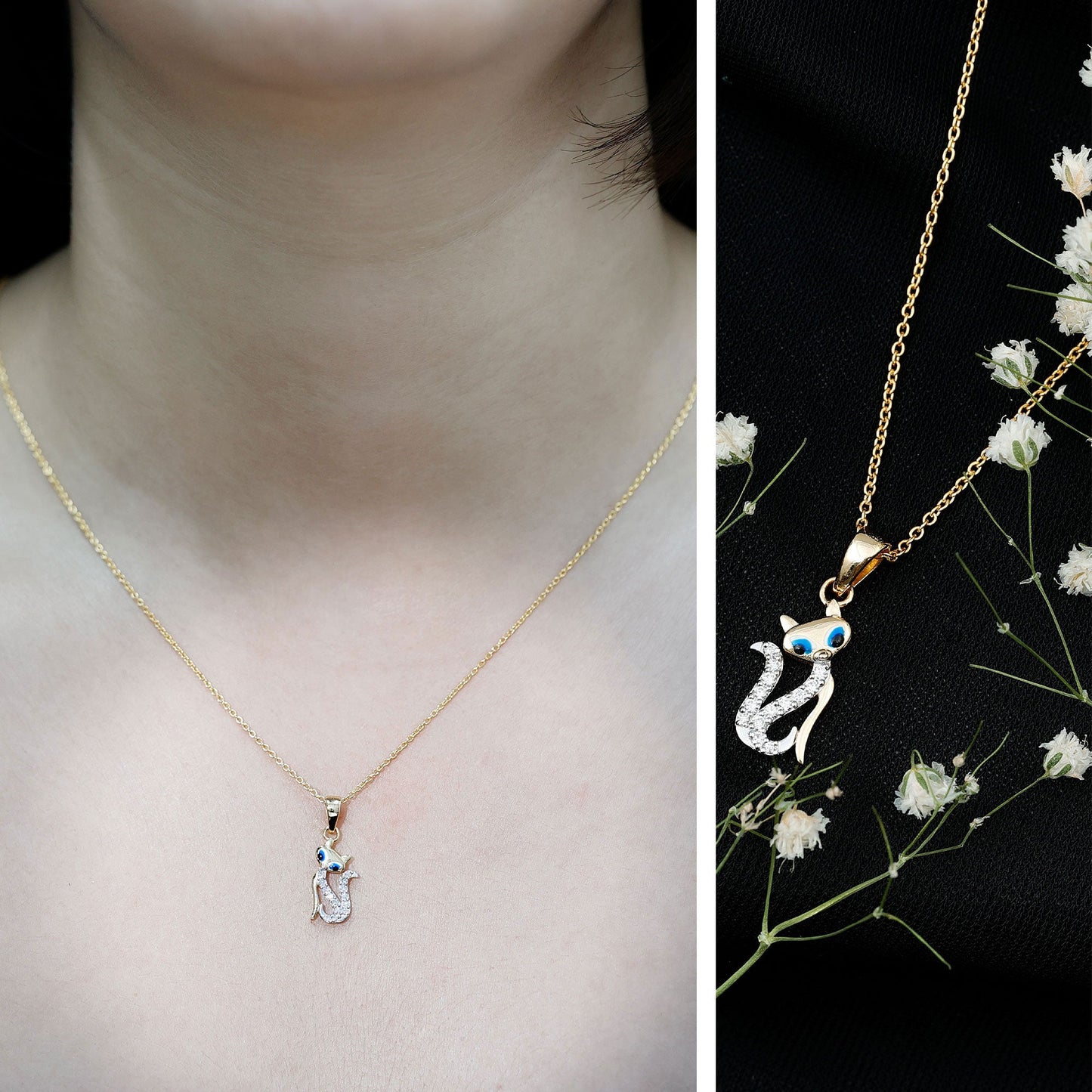 Certified Diamond Kitty Necklace For Women