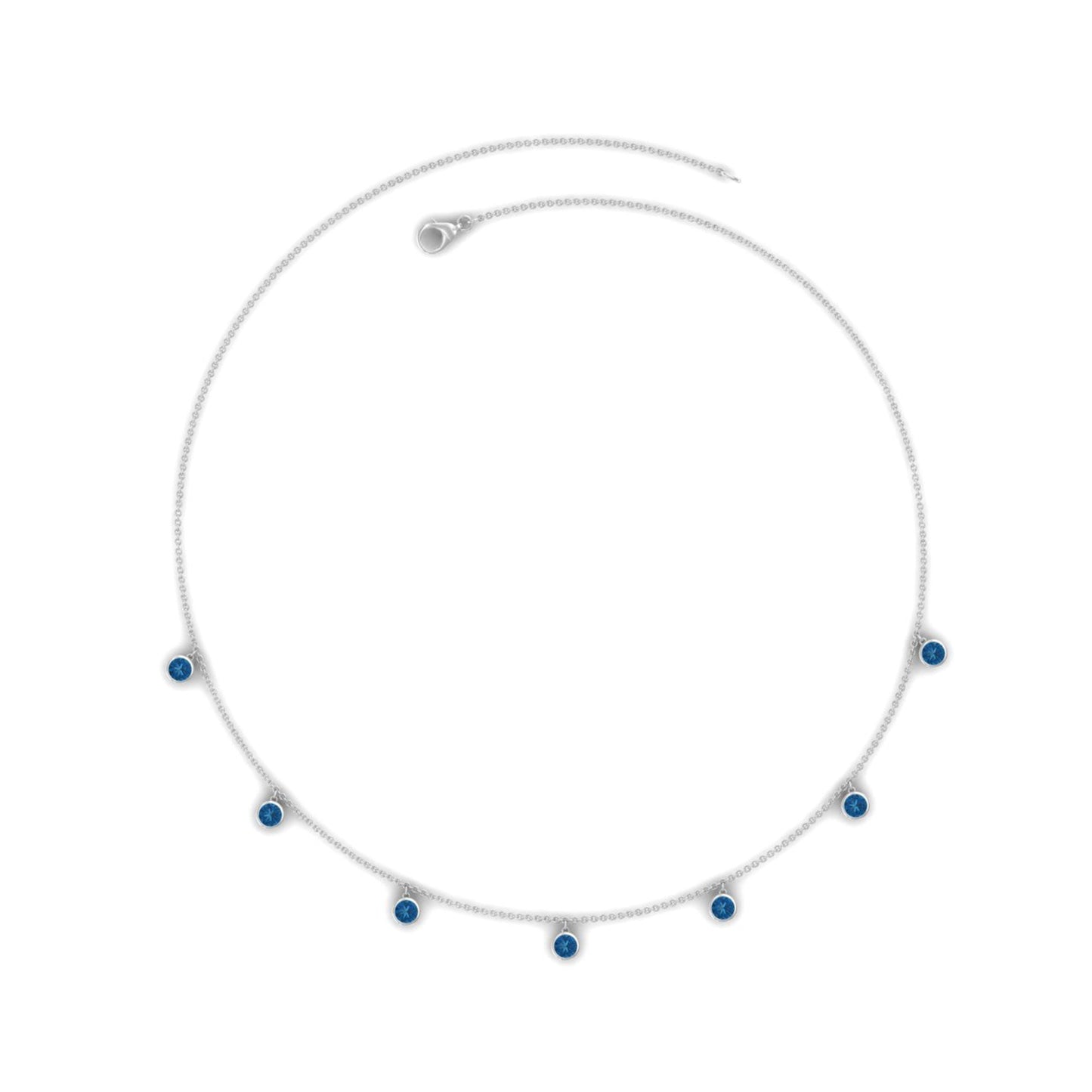 Real London Blue Topaz Station Necklace in Bezel Setting