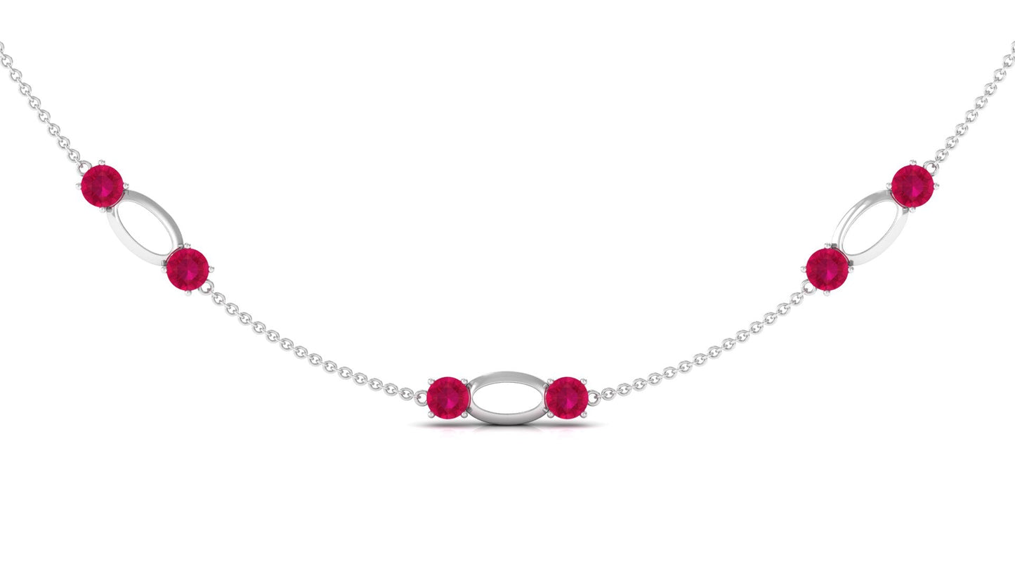 Lab Created Ruby Contemporary Station Chain Necklace