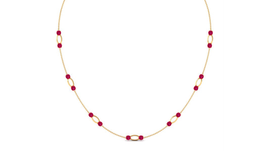 Lab Created Ruby Contemporary Station Chain Necklace
