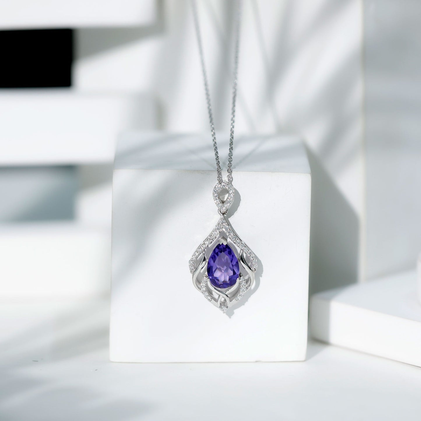 Lab Grown Blue Sapphire Designer Bridal Necklace with Diamond