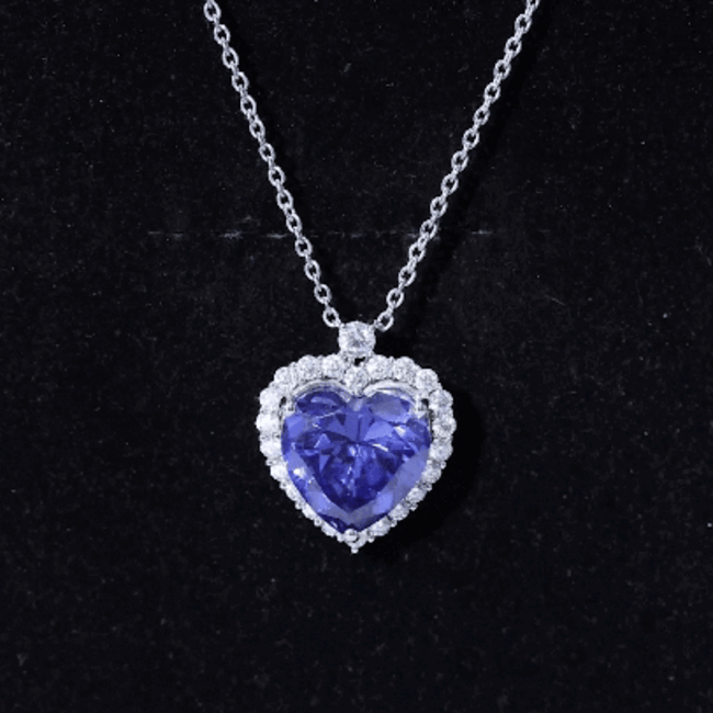 5.6 Carat Lab Grown Blue Sapphire Heart of The Ocean Necklace With Chain