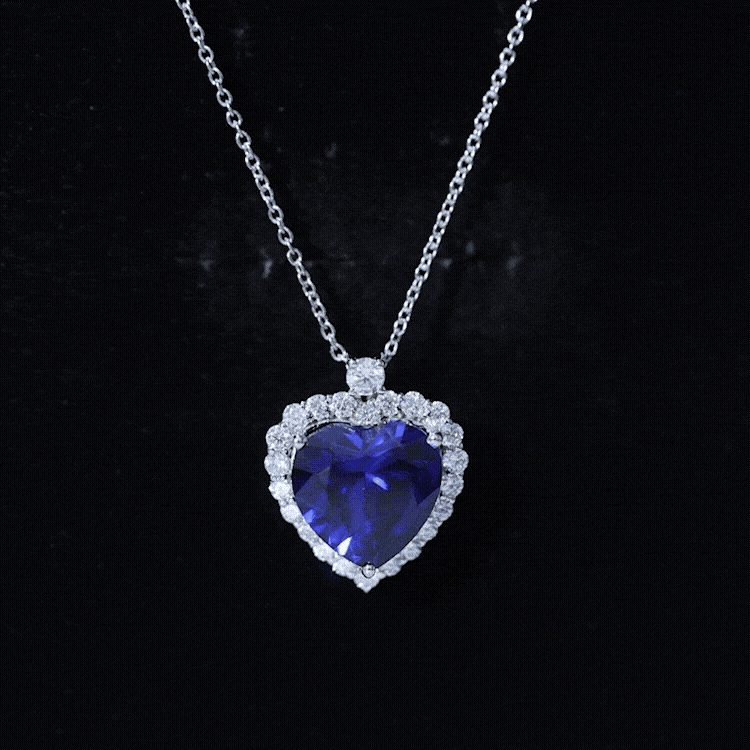 Lab Grown Blue Sapphire Heart of the Ocean Necklace