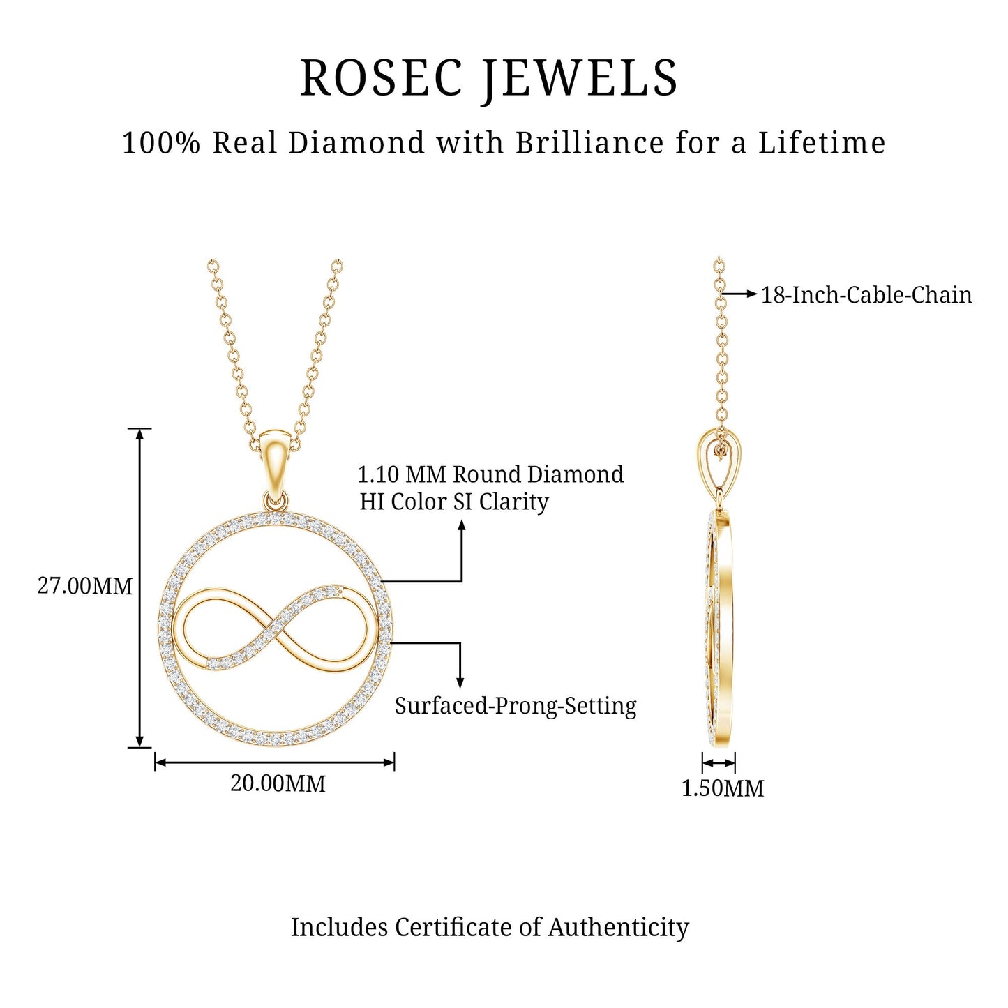 Diamonds Infinity Eternity Pendant Necklace