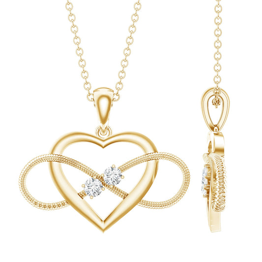 Natural Diamond Infinity Heart Necklace For Her
