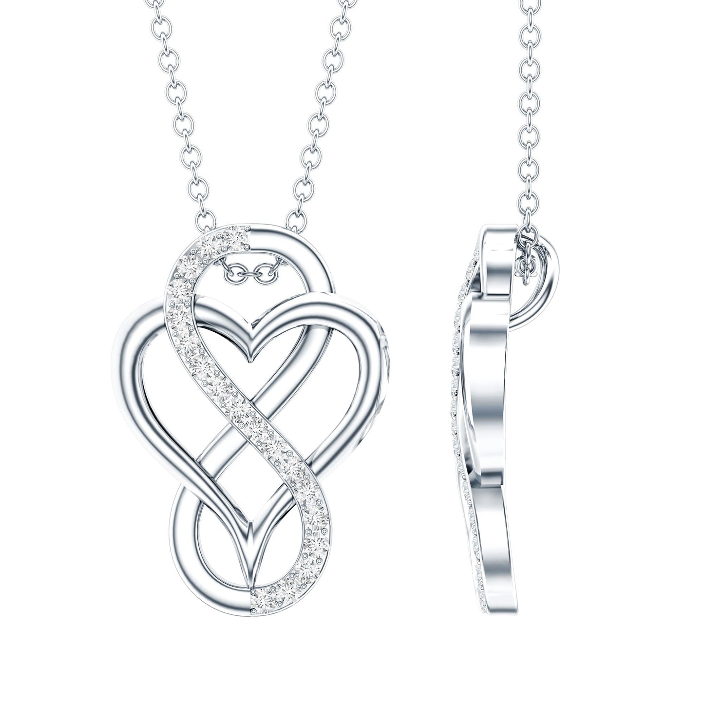 Brilliant Cut Diamond Infinity Heart Necklace for Women
