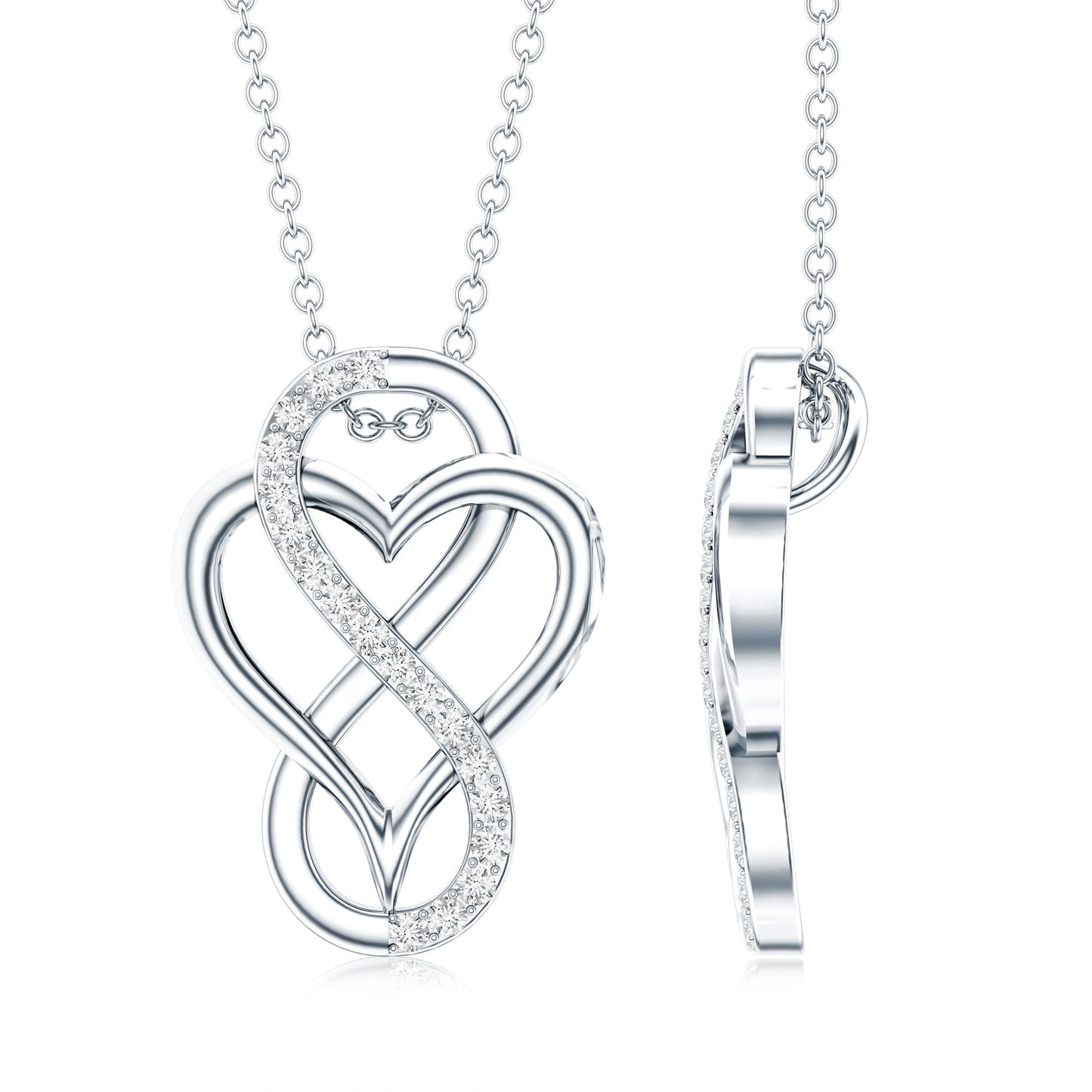 Brilliant Cut Diamond Infinity Heart Necklace for Women