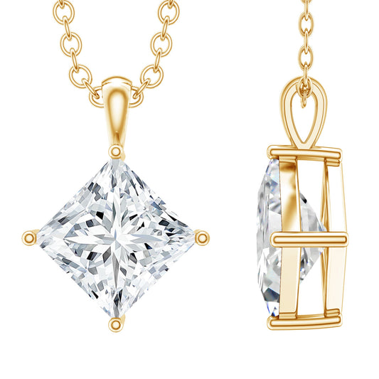 3 CT Princess Cut Moissanite Solitaire Pendant Necklace For Women