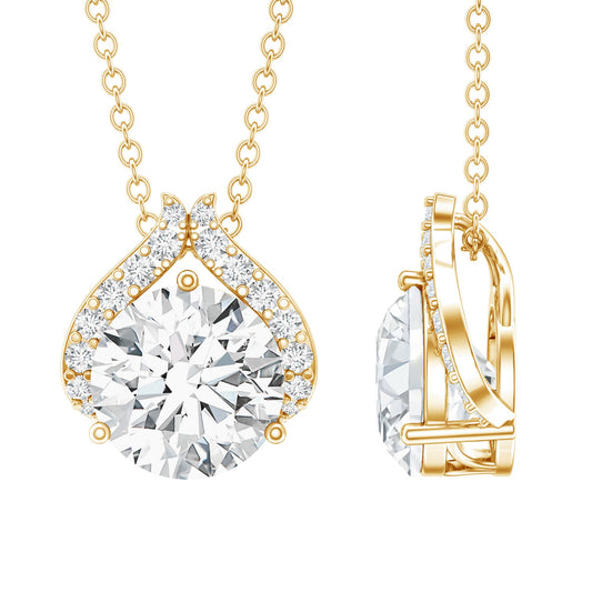 Certified 2 Carat Round Lab Grown Diamond Bridal Necklace
