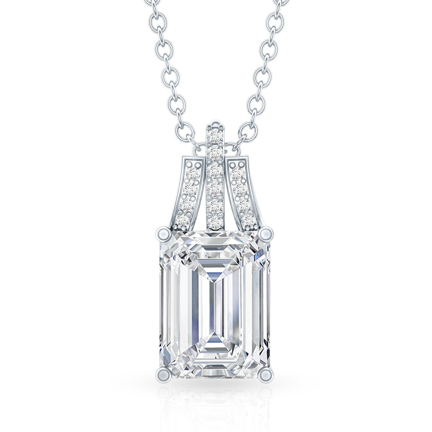 1.8 Carat Solitaire Lab Grown Diamond Emerald Cut Necklace