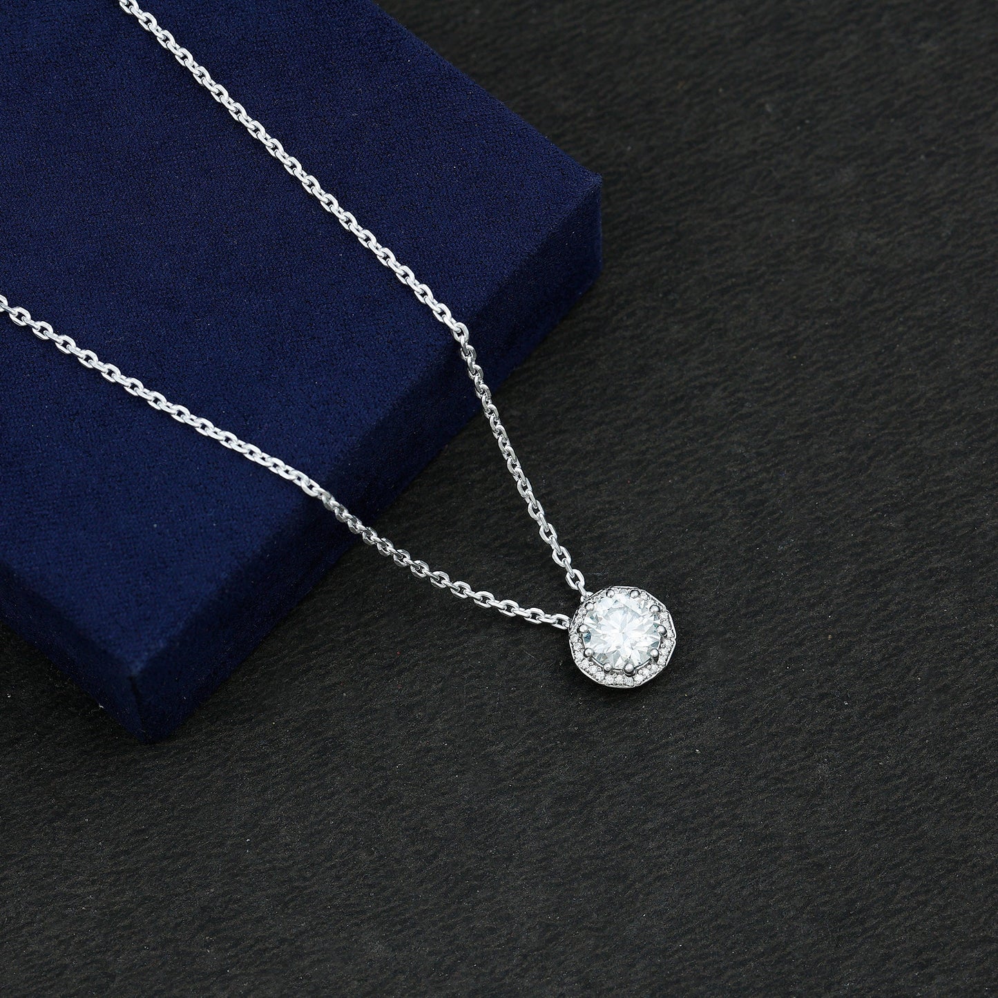 Certified 2 Carat Circle Lab Grown Diamond Necklace With Halo
