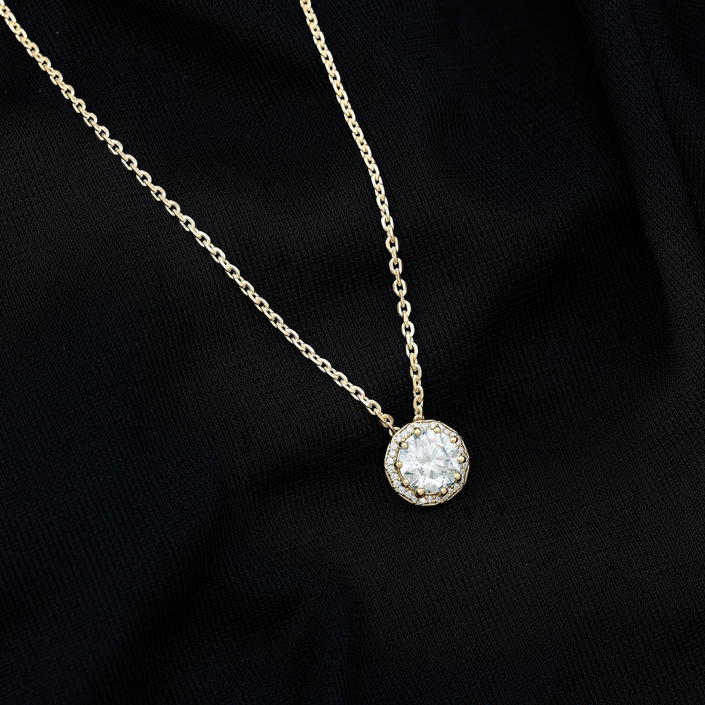 Certified 2 Carat Circle Lab Grown Diamond Necklace With Halo