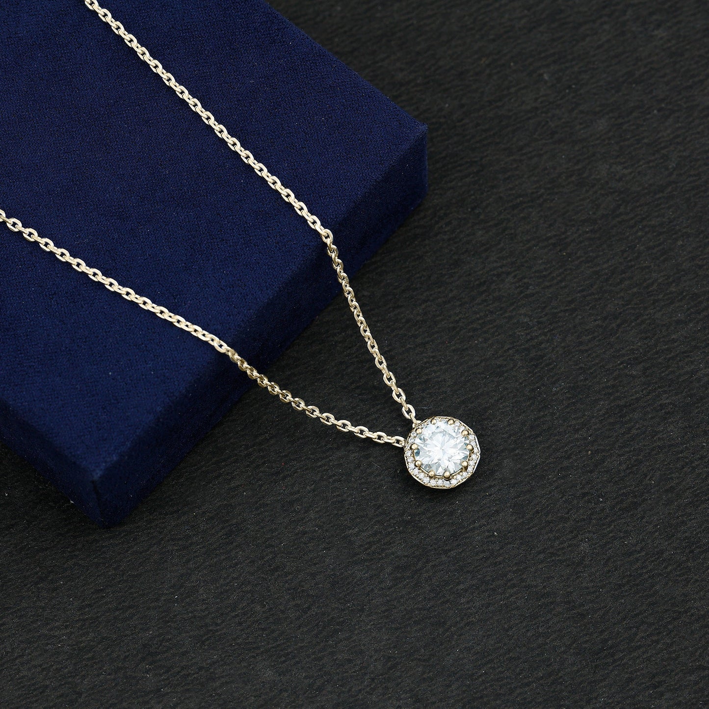 Certified 2 Carat Circle Lab Grown Diamond Necklace With Halo