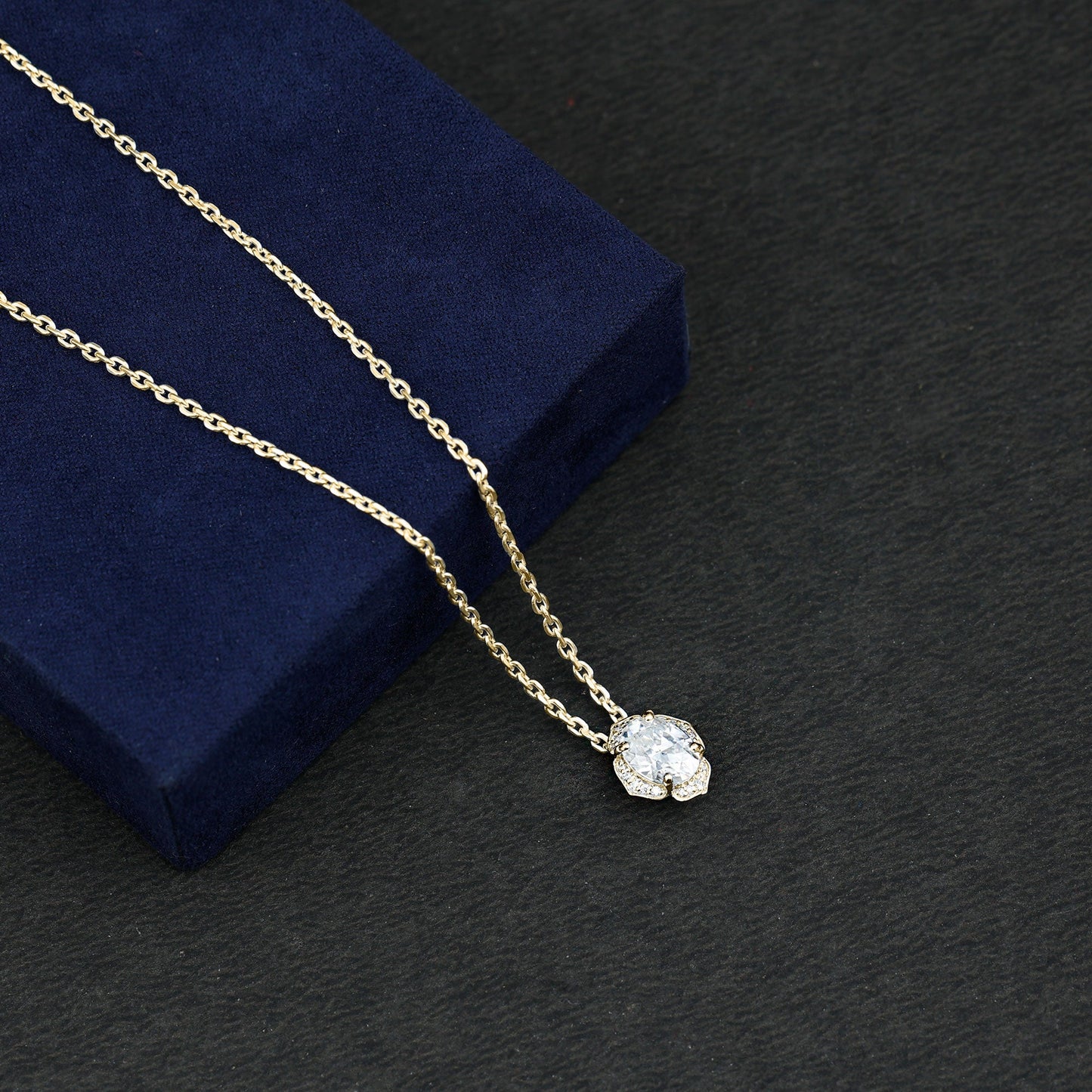 1.2 Carat Oval Shape Lab Grown Diamond Vintage Flower Necklace