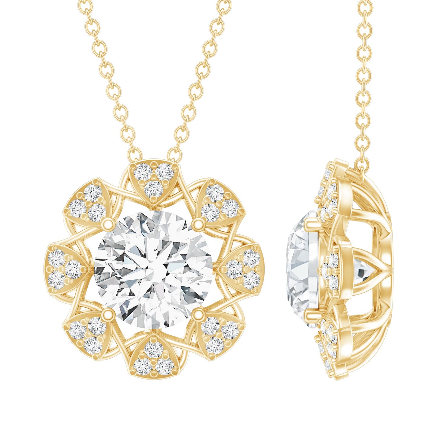 Certified 2 Carat Lab Grown Diamond Designer Solitaire Necklace