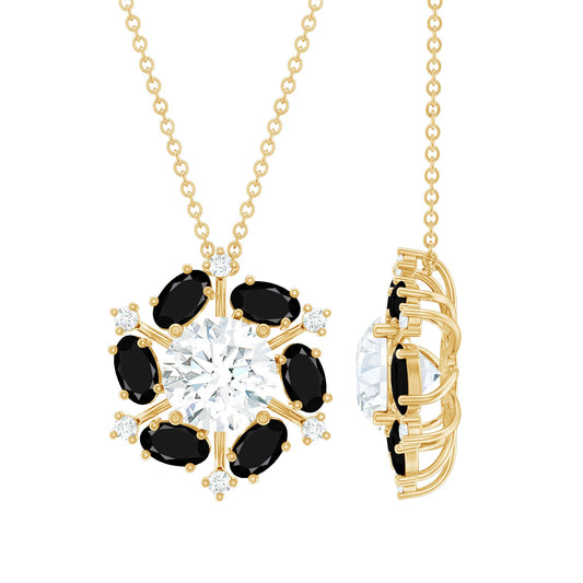 Lab Grown Diamond Cocktail Necklace With Black Onyx