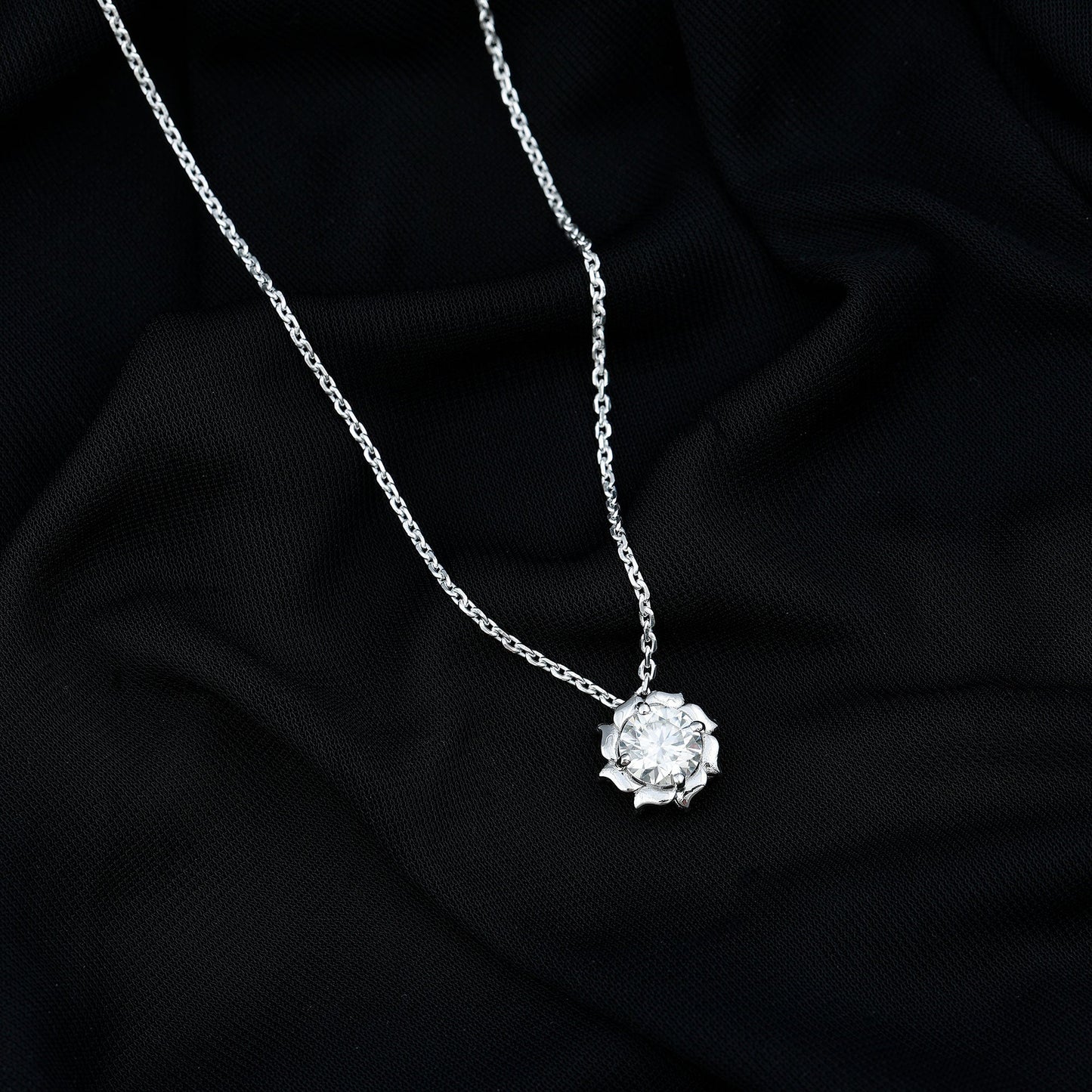 2 Carat Solitaire Lab Grown Diamond Flower Necklace