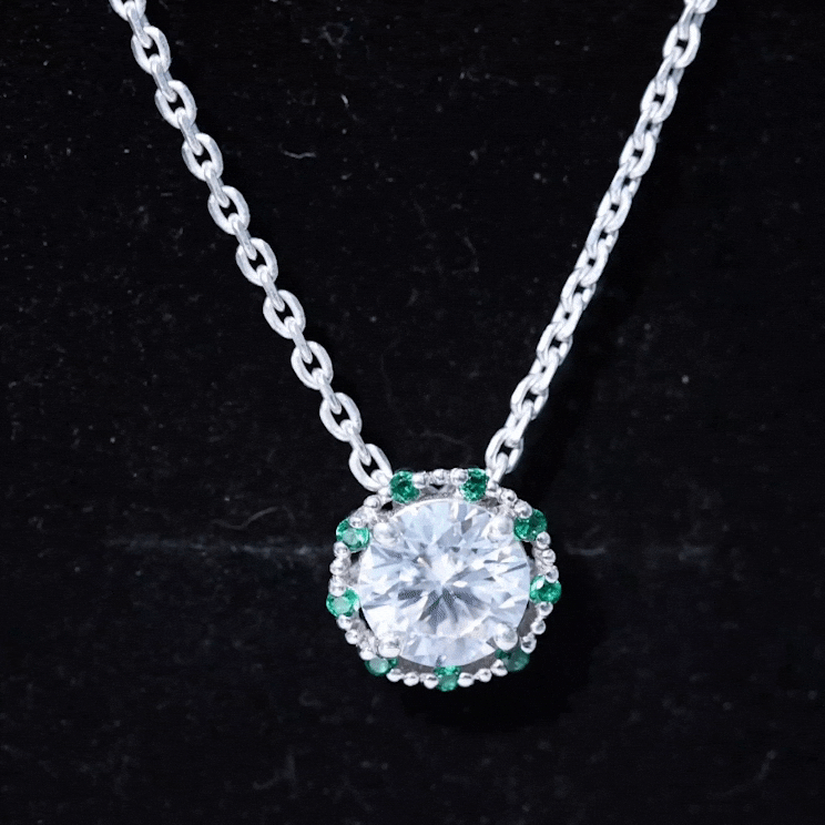 Certified Lab Grown 2 Carat Round Diamond Halo Necklace