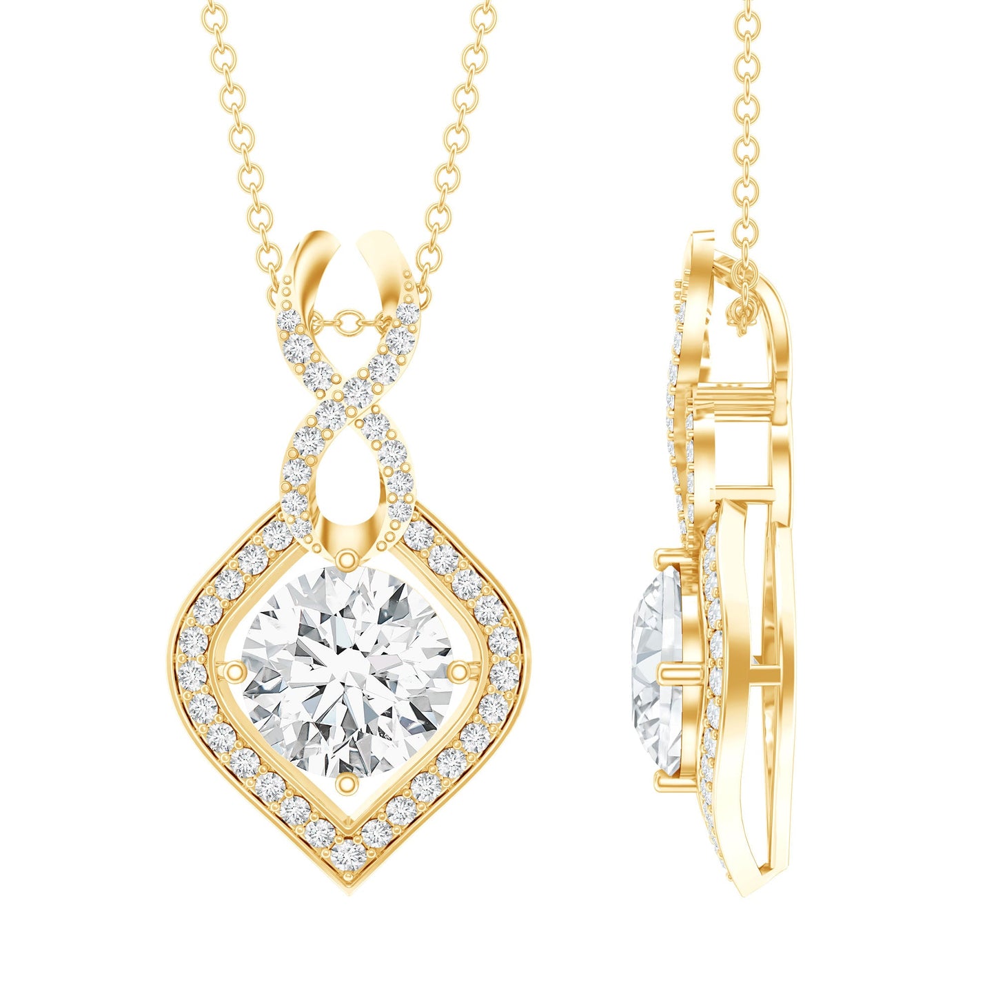 2 Carat Round Lab Grown Diamond Infinity Loop Necklace