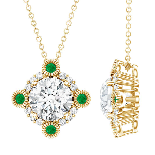 Lab Grown Diamond Bridal Necklace With Emerald