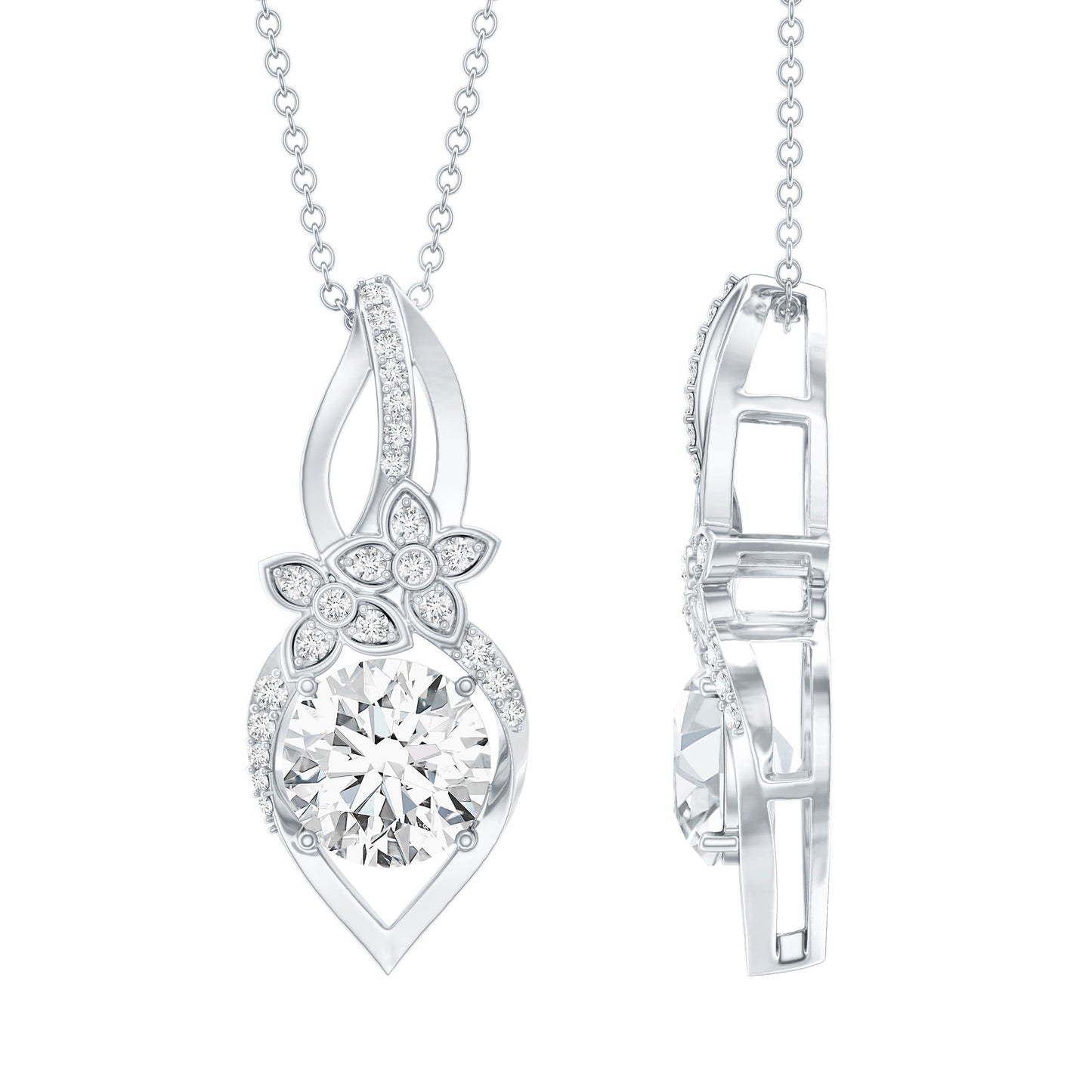 Lab Grown Diamond Flower Statement Necklace