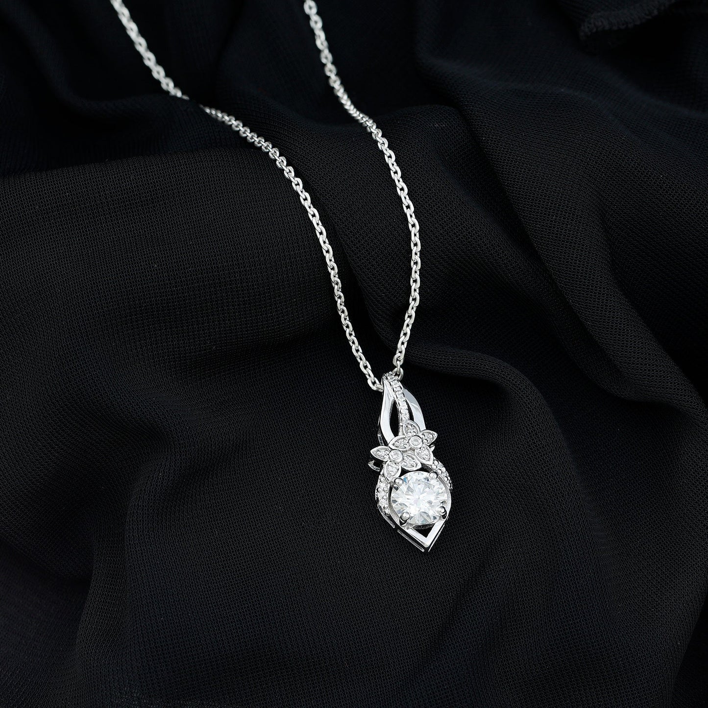 Lab Grown Diamond Flower Statement Necklace