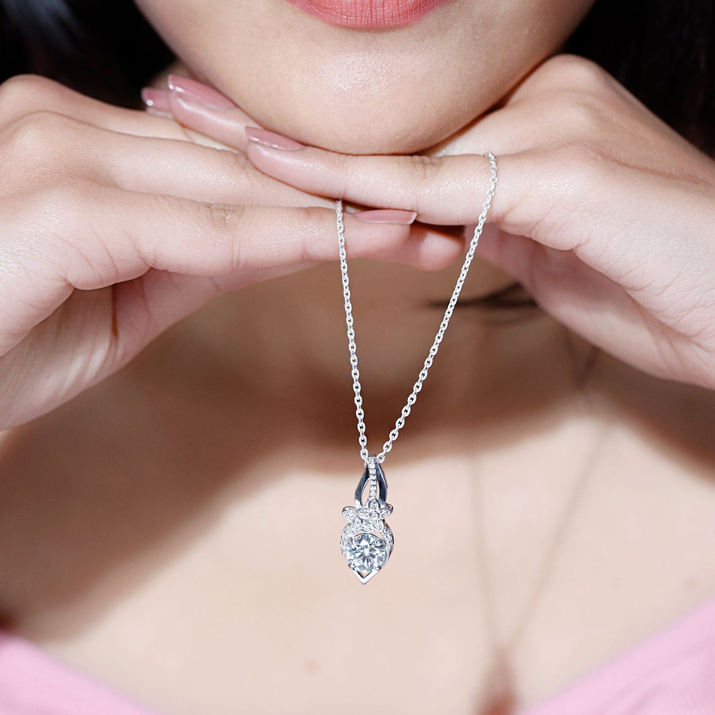 Lab Grown Diamond Flower Statement Necklace