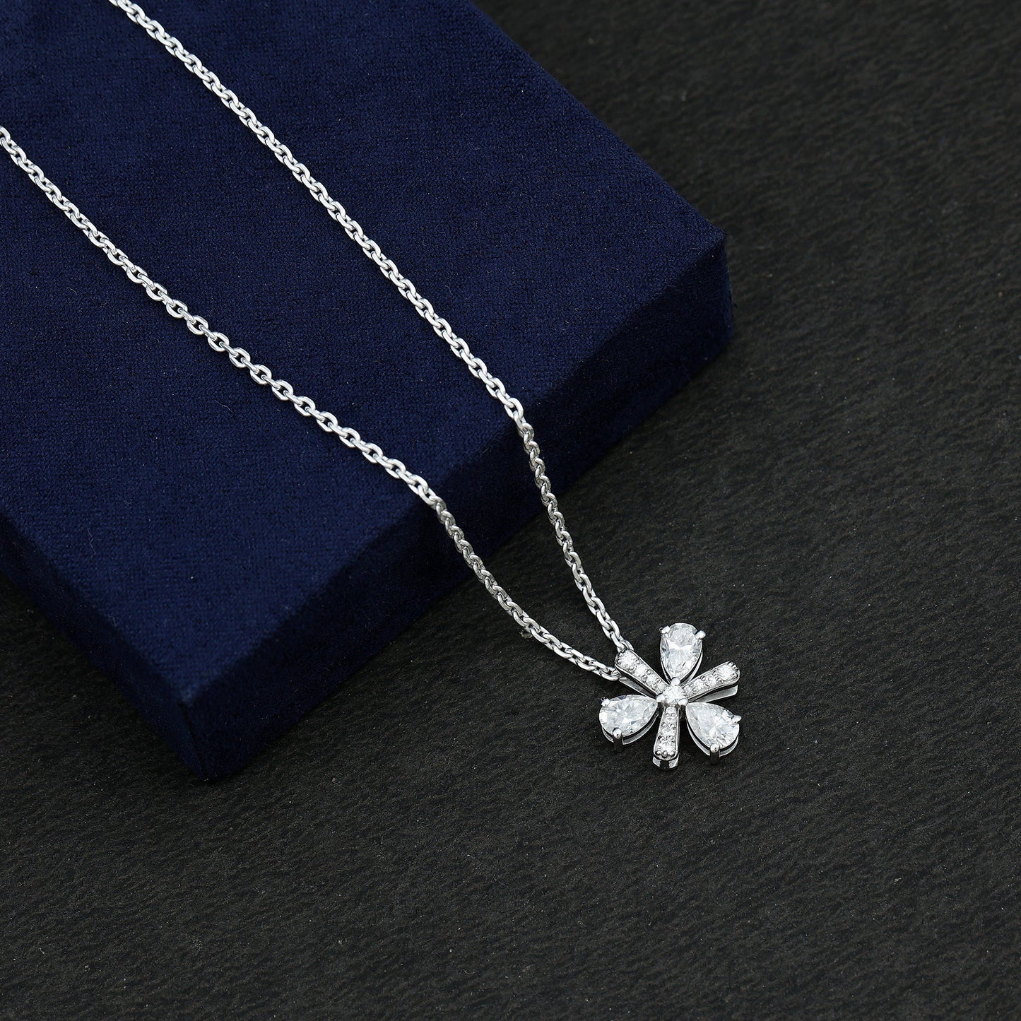 Certified Pear Shape Lab Grown Diamond Flower Pendant Necklace
