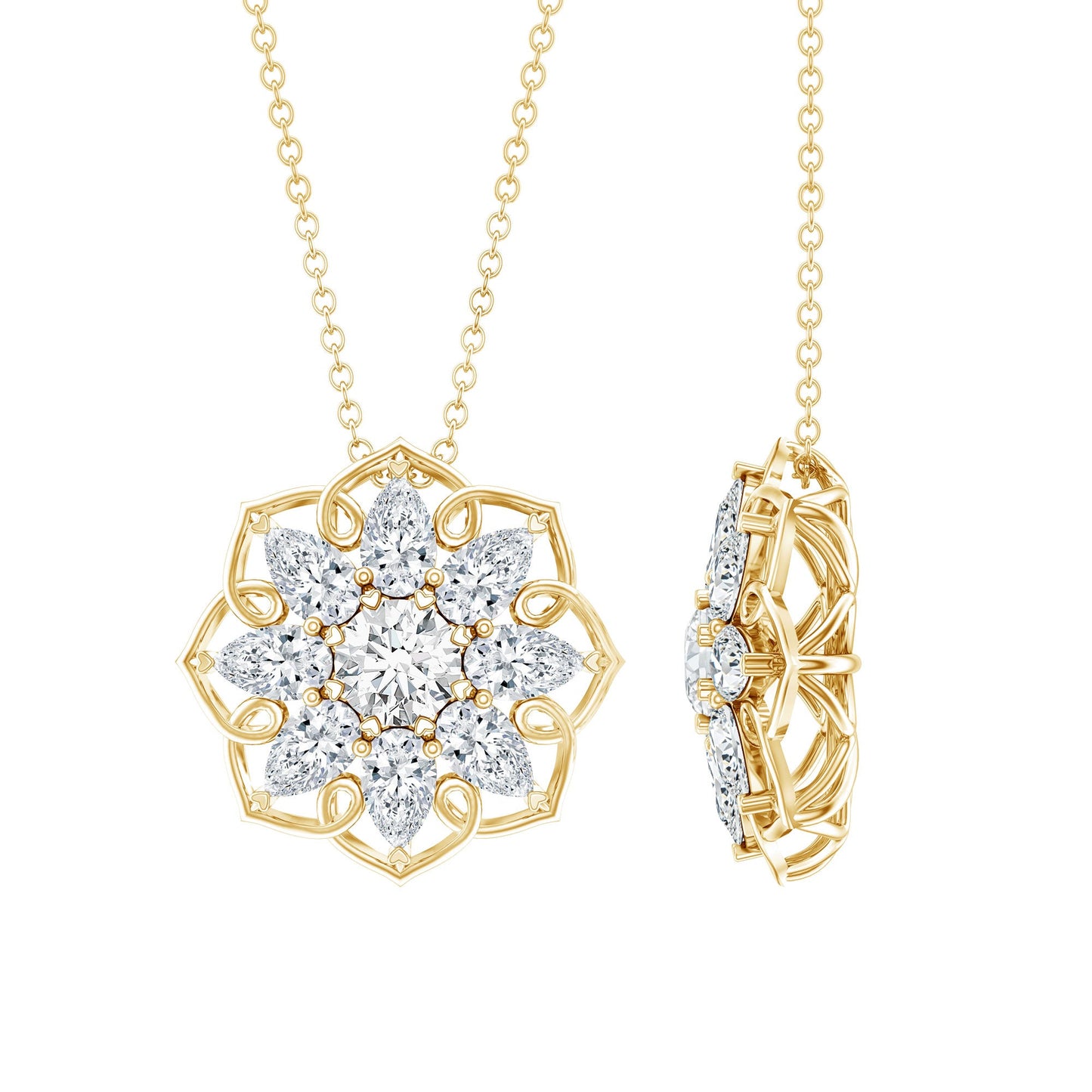 Lab Grown Diamond Statement Flower Necklace