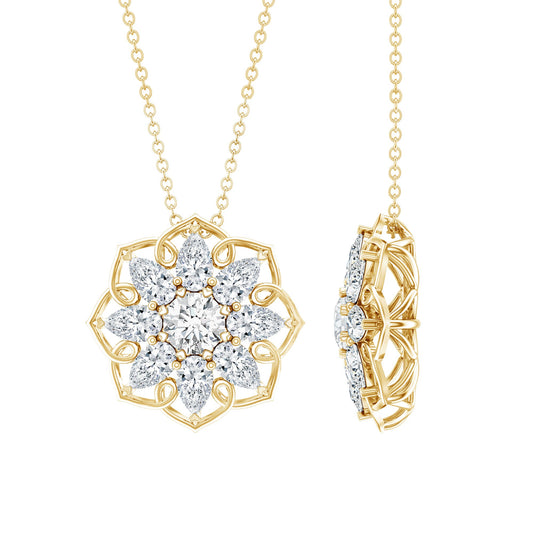 Lab Grown Diamond Statement Flower Necklace