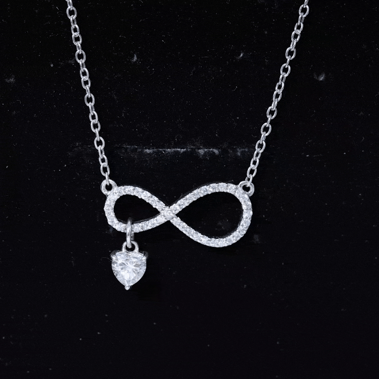 Pave Set Lab Grown Diamond Infinity Heart Charm Necklace