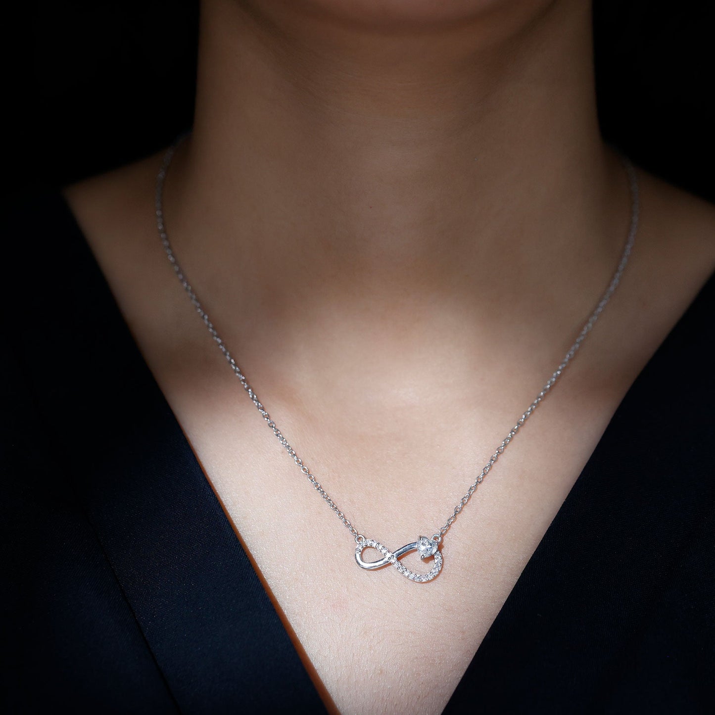 Lab Grown Diamond Infinity Heart Necklace For Women